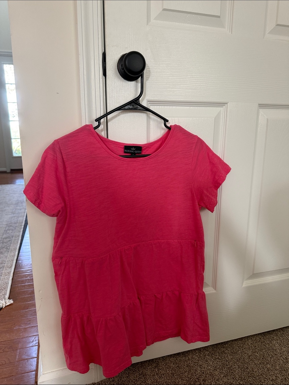Nursing Queen Hot Pink Tiered Short Sleeve Tee